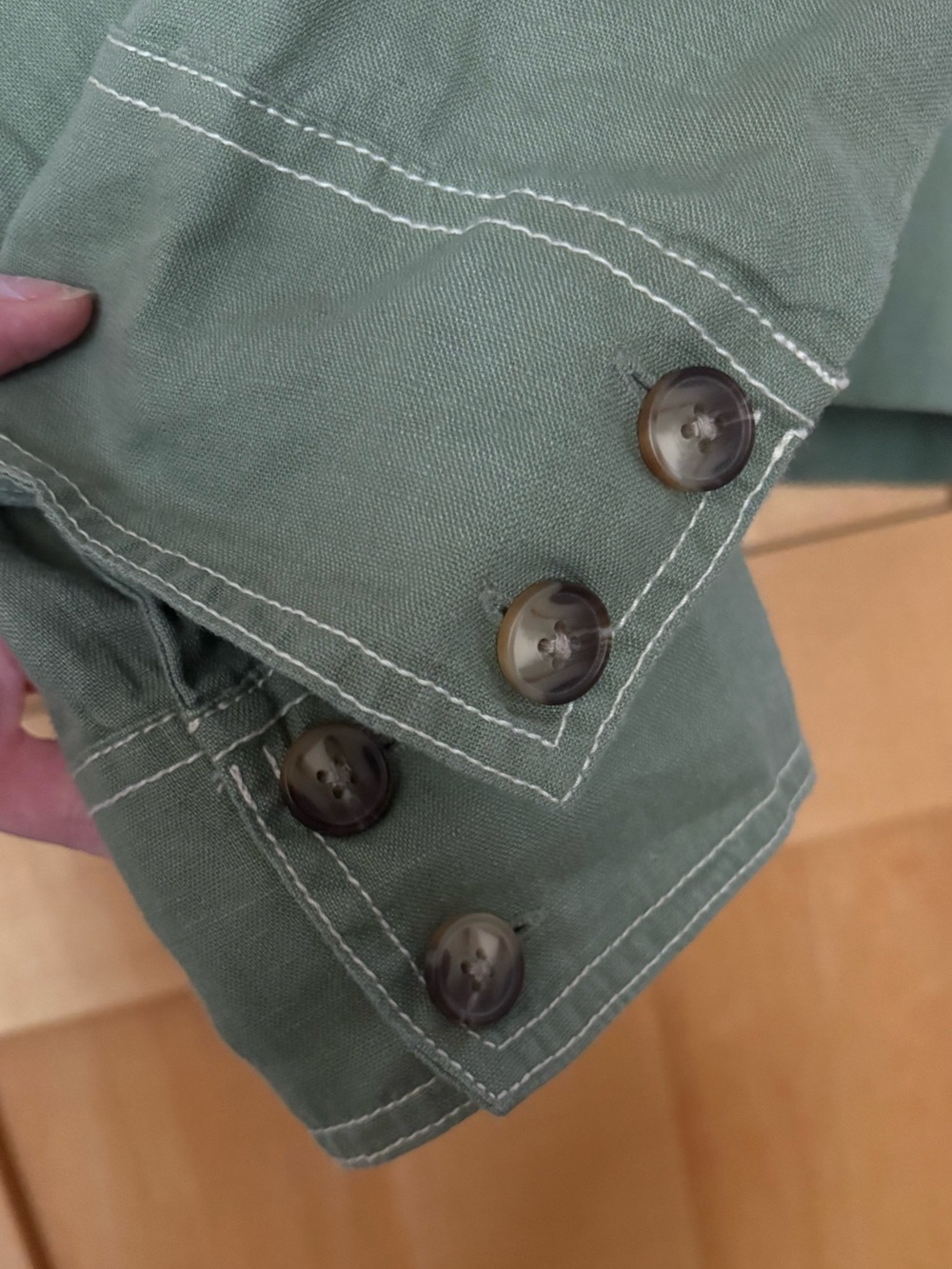 Rachel Zoe 100% Linen Olive Green Utility Shacket Large - Picture 6 of 10